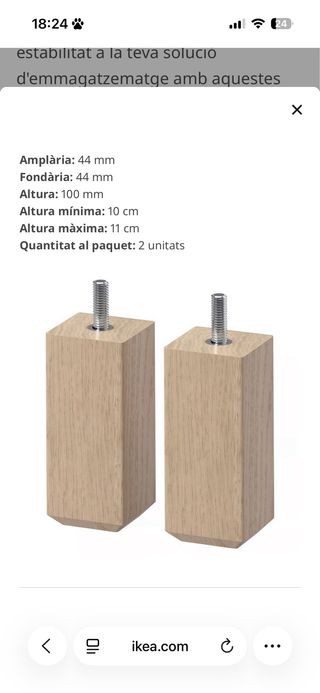 Patas de madera Ikea Stubbart 2 unidades