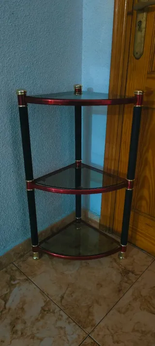 Estantería esquinera cristal y metal