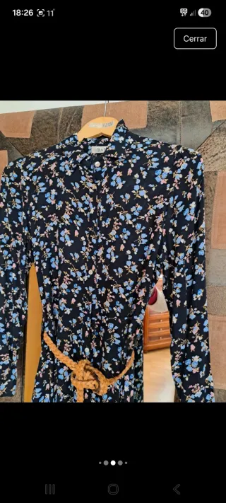 Vestido largo floral negro con cinturón