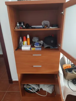 Muebles de salón madera y cristal