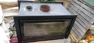 Chimenea doble cristal metal negra