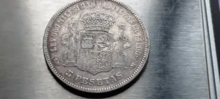 🇪🇸 Lote: 2 Monedas de Plata de 5 Pesetas 1870-71