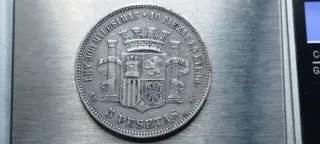 🇪🇸 Lote: 2 Monedas de Plata de 5 Pesetas 1870-71