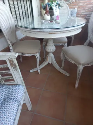 Mesa redonda cristal 90 cm tiza