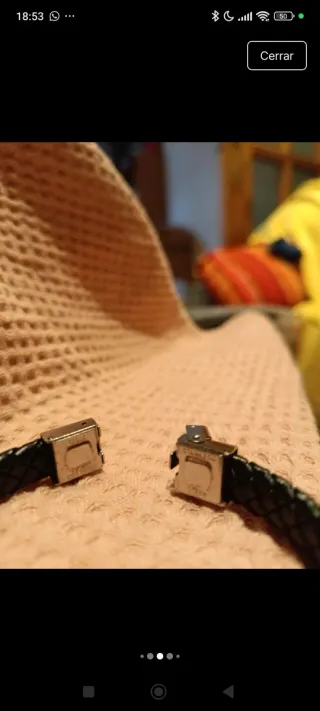 Pulsera trenzada cuero y plata