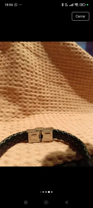 Pulsera trenzada cuero y plata