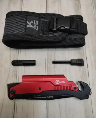 OFERTA... K25 ROJA TÁCTICA CON LINTERNA Y PEDERNAL