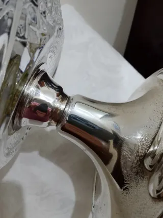 Porta frutta cristallo con base argento