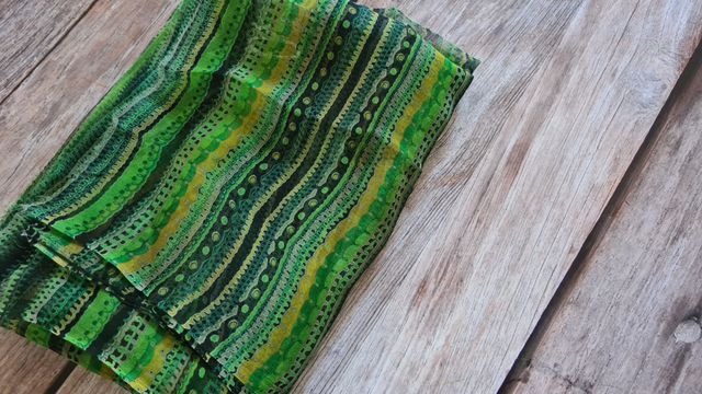 Voile seta vintage verde fantasia leggera 200x90