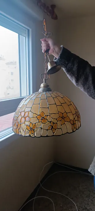 Lámpara Techo Vintage Cristal y Metal