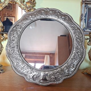 Specchio da tavolo Argento 925 massiccio cm 34x34