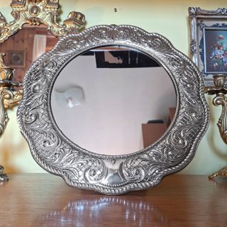 Specchio da tavolo Argento 925 massiccio cm 34x34