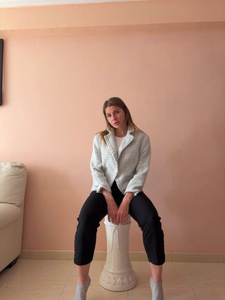 Chaqueta Tweed Azul y Blanco