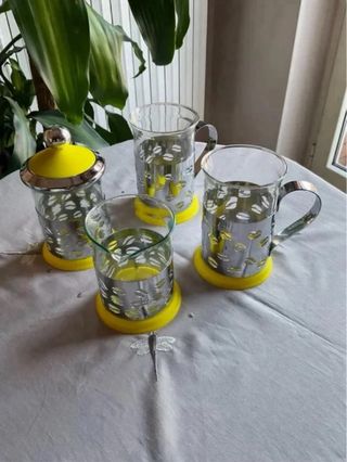 Set colazione vetro acciaio Vintage