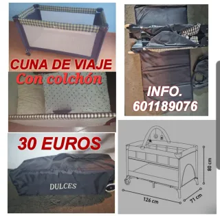Cuna de viaje a cuadros
