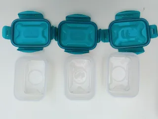 6 Tuppers Plástico 600ml Teal