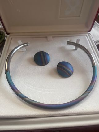 Parure Argento e Acciaio Collana Rigida