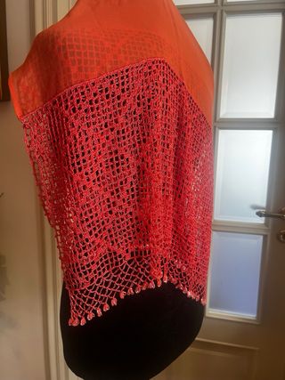 Stola in chiffon con merletto 53x200cm