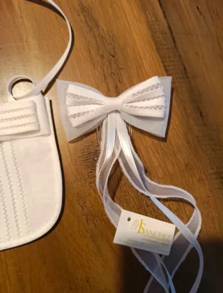 Limosnera y tocado comunión blanco