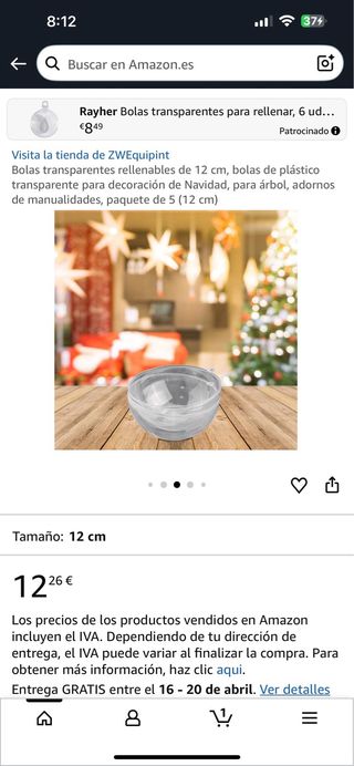 Bolas transparentes rellenables 12 cm