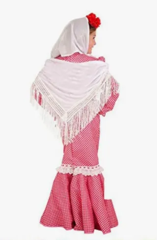 Mantón/Pico Huertana Flamenca Blanco niña