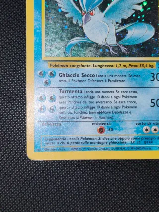 Carta Pokémon Articuno 13/62 Holo Vintage Italiano