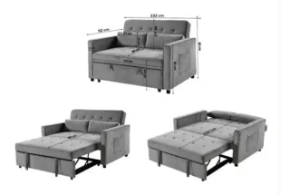 Sofá Cama Gris Estilo Japonés