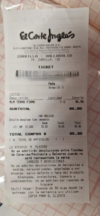 Almohada El Corte Inglés Fibra Thermo