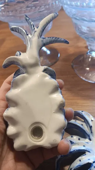 Portasale in ceramica blu e bianco