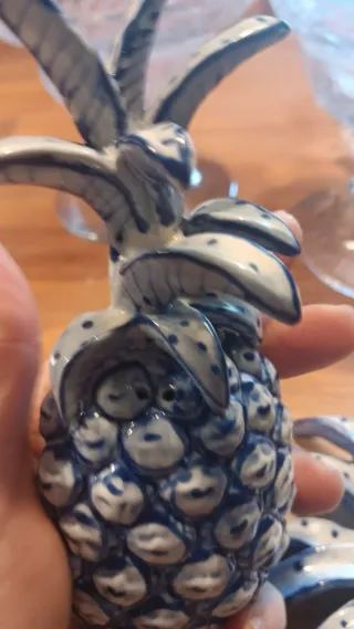 Portasale in ceramica blu e bianco