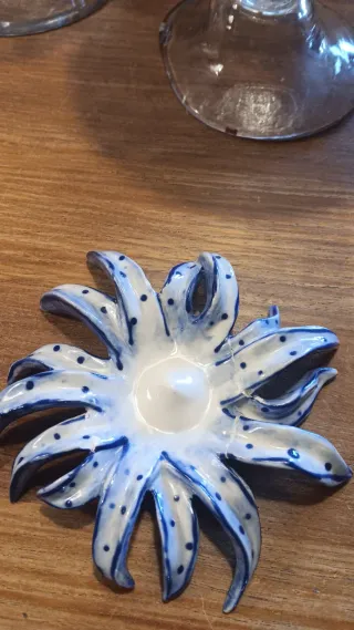 Portasale in ceramica blu e bianco