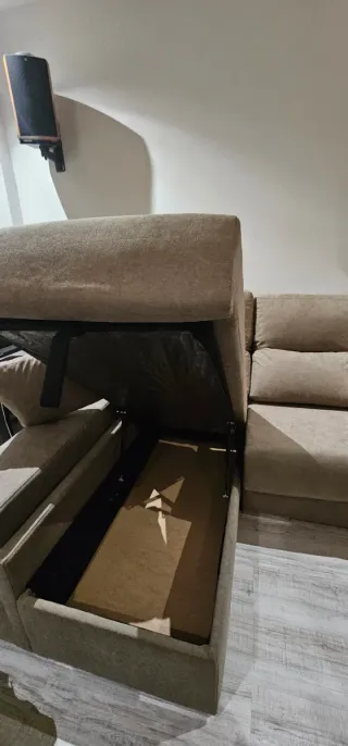 Chaise longue tela beige y marrón