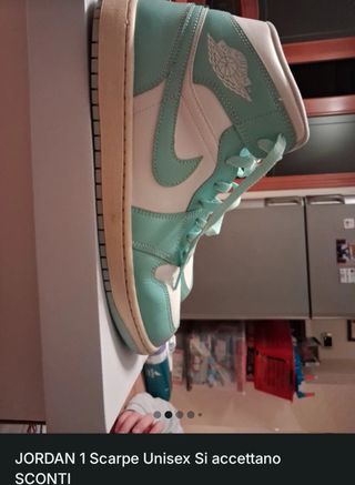 Jordan 1 Mid Azzurre/Panna - Usate 1 volta UNISEX