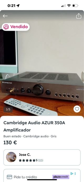 Amplificador Cambridge Audio Azur 350A Gris
