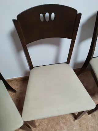 Lote 6 Sillas Comedor Madera Tapizadas Beige