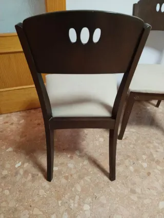 Lote 6 Sillas Comedor Madera Tapizadas Beige