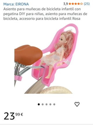 Asiento Muñecas Bicicleta Infantil Rosa