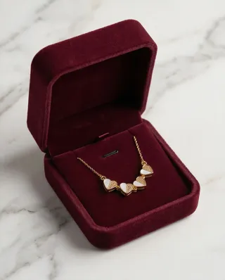 Collar Trébol Corazón Oro Blanco