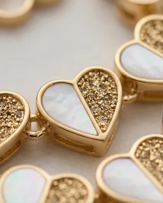 Collar Trébol Corazón Oro Blanco