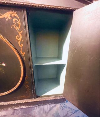 Mueble recibidor antiguo pintado a mano. Años 70