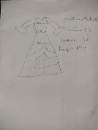 Traje de flamenca rosa y blanco 100 E y mantó 120
