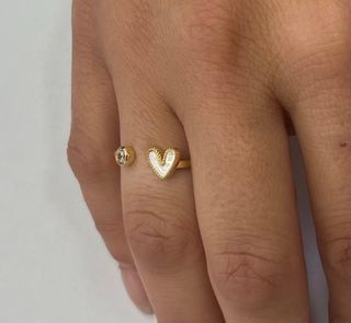 Anillo Corazón Bañado en Oro Ajustable