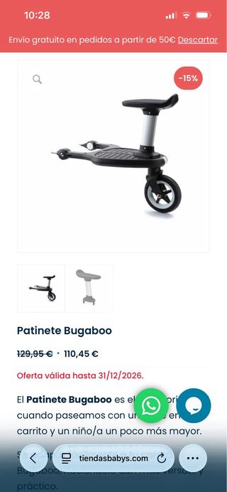 Bugaboo Camaleón 3 y patin acoplado. No envios