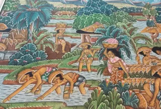 Cuadro Thailandes pintado en seda muy llamativo