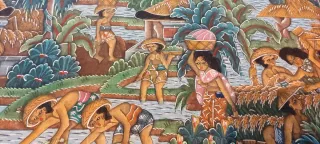 Cuadro Thailandes pintado en seda muy llamativo