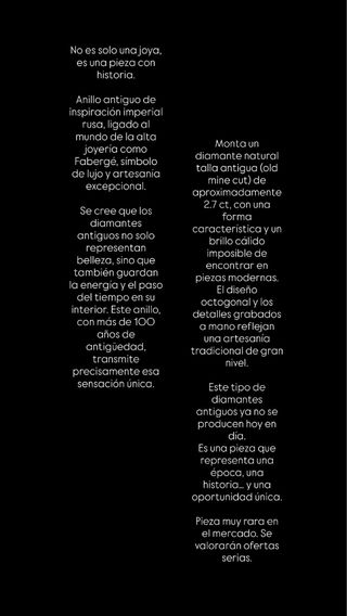 Anillo Antiguo Old Mine Cut 1.8 CT