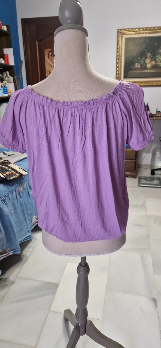 Blusa lila mujer manga corta