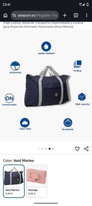 Bolsa de viaje azul gran capacidad