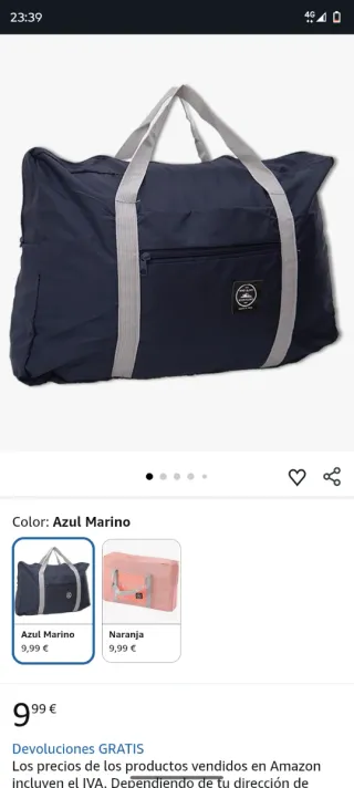 Bolsa de viaje azul gran capacidad