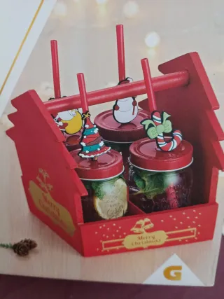 Set Vasos Navidad con Bandeja